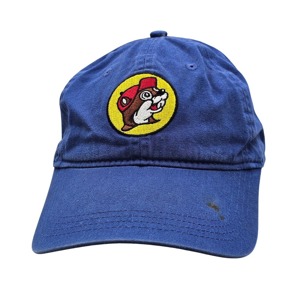 Buc-ees Beaver Mascot Logo Hat Royal Blue Cotton Casual Strapback Travel Cap